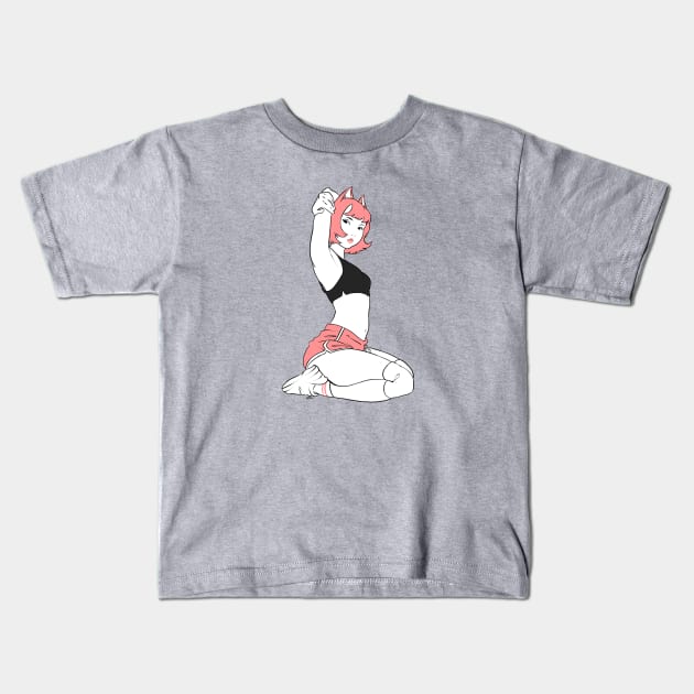 Sporty Cat Kids T-Shirt by eatslugs